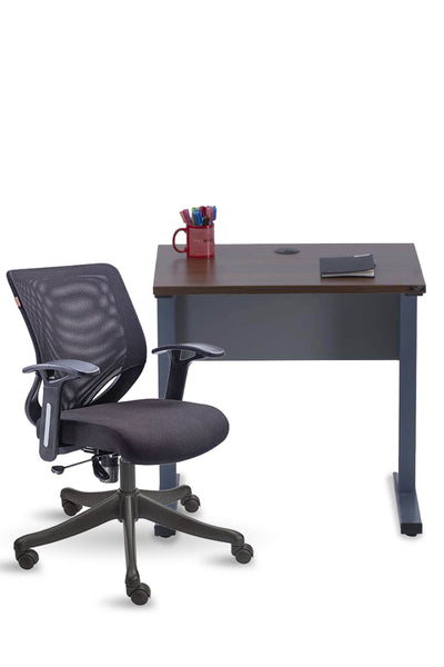 Chair and office table combo, Office Medium Back chair, Office table, Chair, Table, Ergo Space Furniture